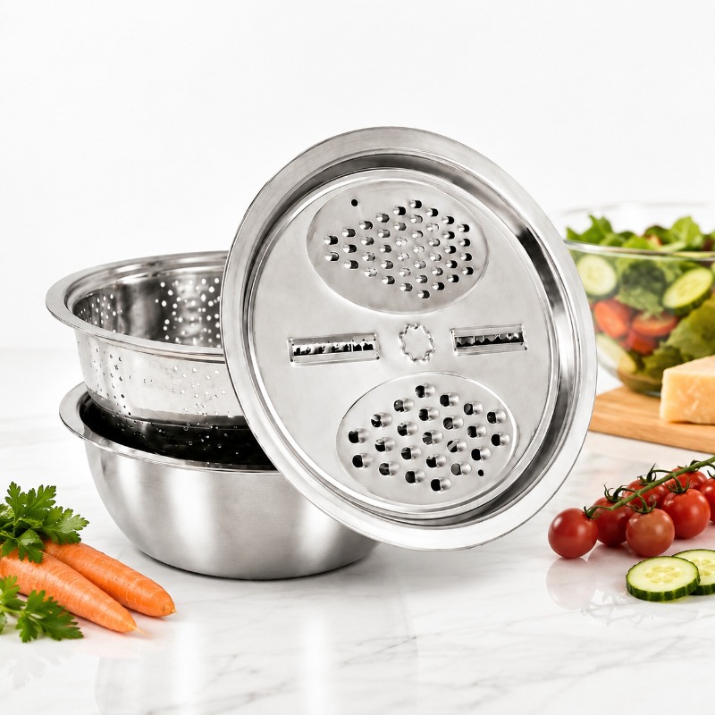 Cheese Grater Box - 3pcs Stainless Steel Kitchen Colander Set