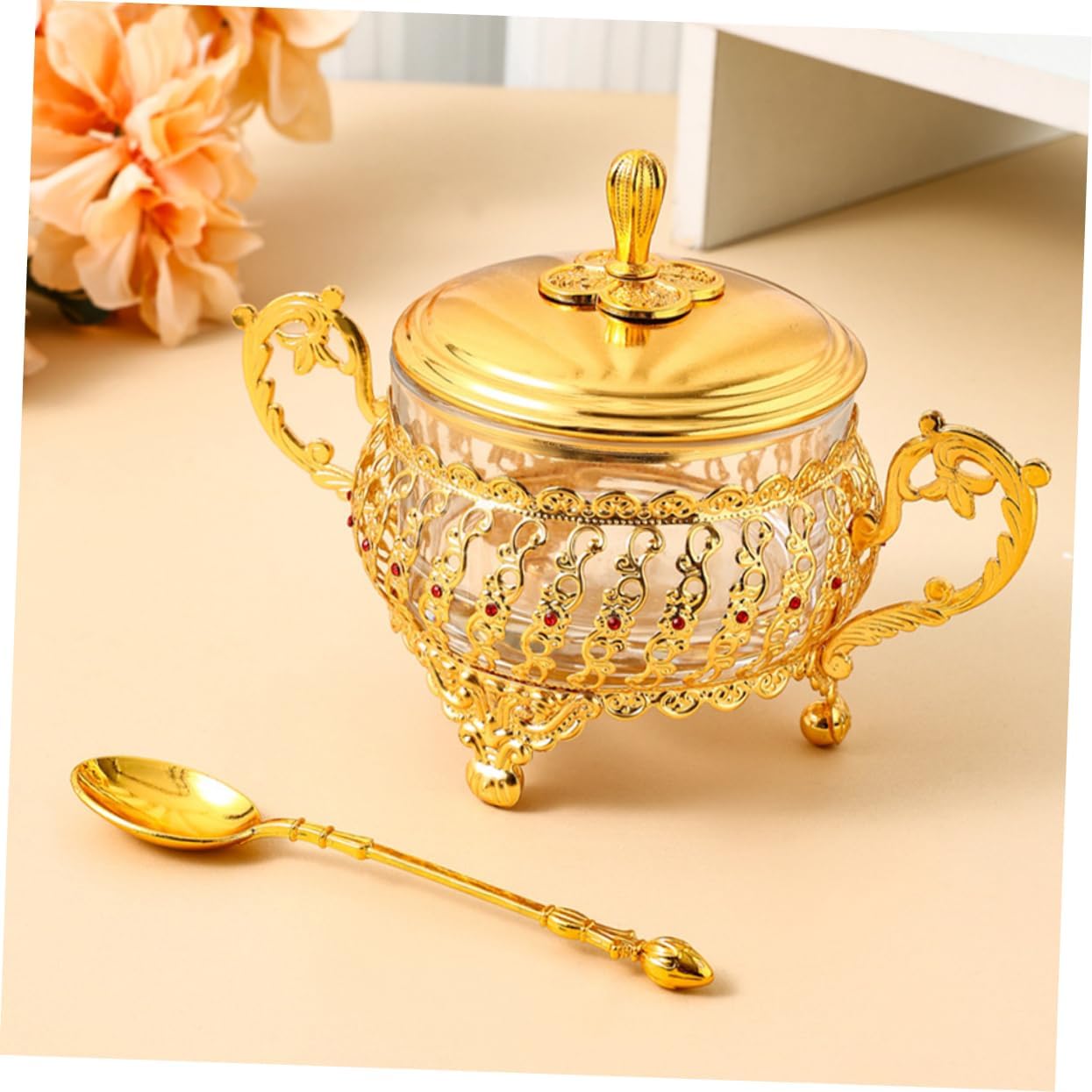 Kitchen Gadgets Gold - Sugar Bowl with Lid and Spoon