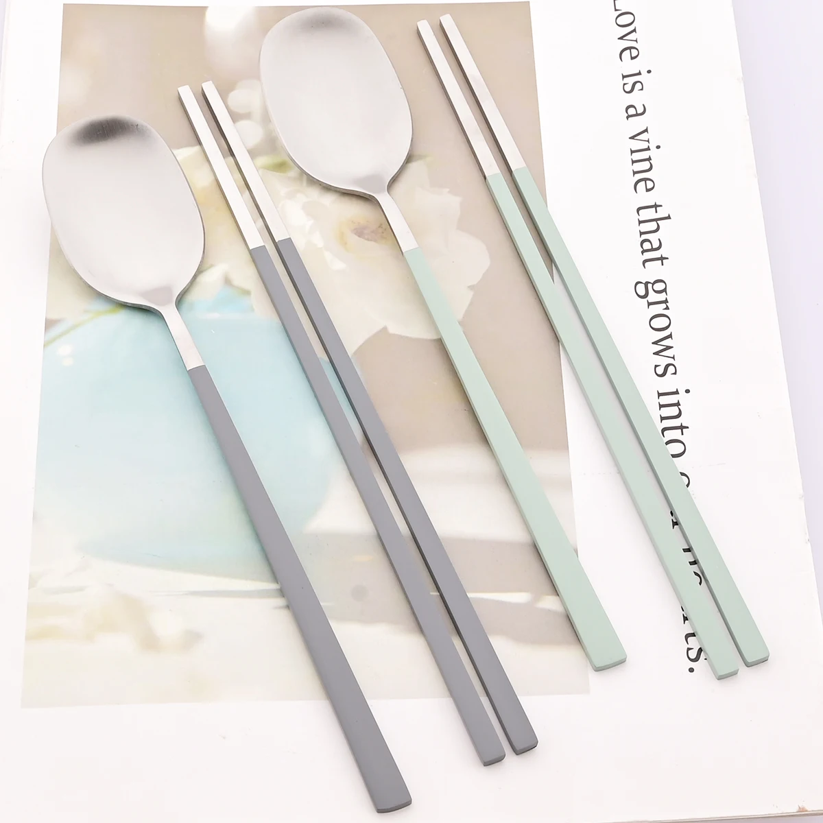 2Pcs Dinner Spoon Sushi Chopst - Kitchen Gadgets Green recension och pris