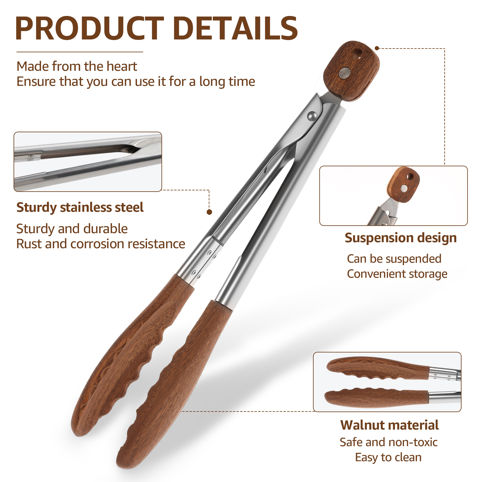 2/3 Pcs Food Tongs Walnut Wood - Kitchen Gadgets That Make Life Easier recension och pris