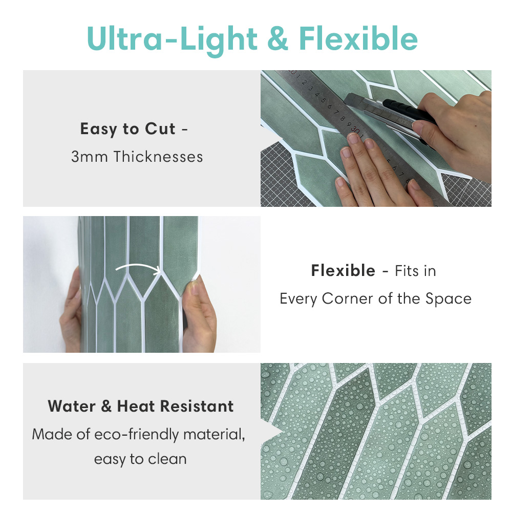 1/10pcs 3D Tile Sticker, Self- - Kitchen Gadgets Green recension och pris