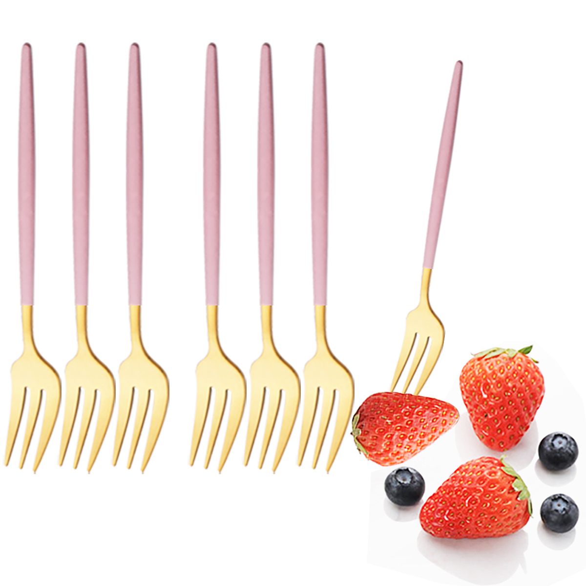 6Pcs Pink Gold Dinnerware Set  - Kitchen Gadgets Gold recension och pris