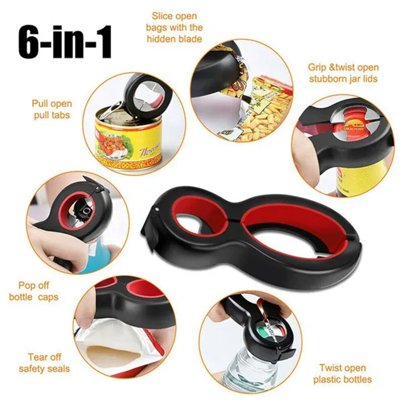 6 In 1 Bottle Opener Multifunc - Kitchen Gadgets Jar Openers recension och pris