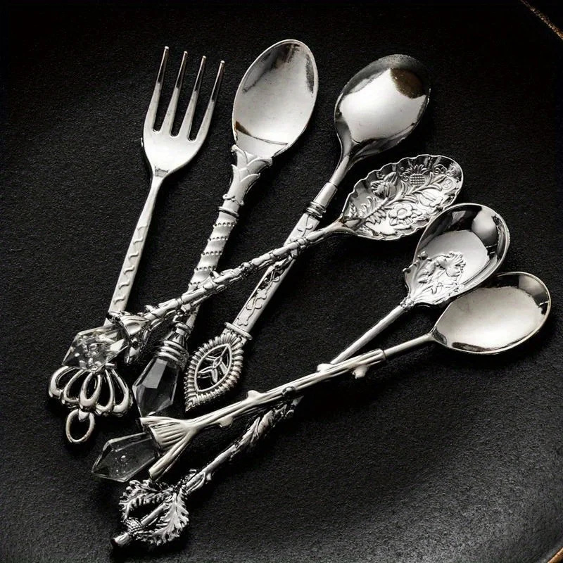 6pcs Vintage Spoons Fork Royal - Kitchen Gadgets Gold recension och pris
